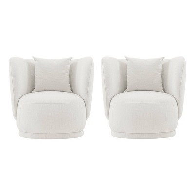 Set of 2 Siri Contemporary Linen Upholstered Accent Chair with Pillows - Manhattan Comfort