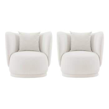 Set of 2 Siri Contemporary Linen Upholstered Accent Chair with Pillows - Manhattan Comfort