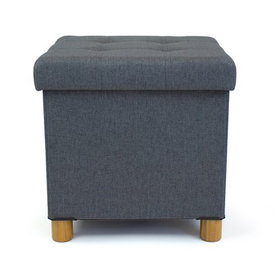 Foldable Storage Ottoman with Reversible Tray Cover Charcoal Gray - Humble Crew