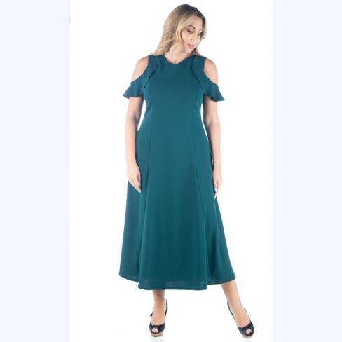 Cold shoulder plus size maxi clearance dress