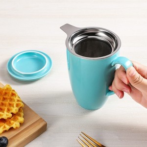 Ceramics Tea Cup with Loose Leaf Infuser and Lid,16 oz,Microwave and Dishwasher Safe Coffee Mug, Modern Herbal Tea Strainer,Gifts for Tea Lover - 1 of 4