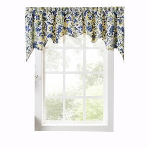 Ellis Curtain Regency Swag Shaped 3" Rod Pocket Valances for Windows 100" x 30" Blue - 1 of 4