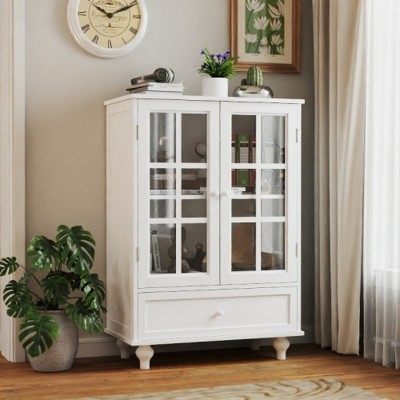 Display Storage Cabinet with Tempered Glass Door,Kitchen Cabinet,Modern Wooden Storage Sideboard Cupboard for Living room-Maison Boucle
