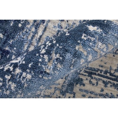 Eastfield Blue and Ivory Hand-Knotted Wool Area Rug