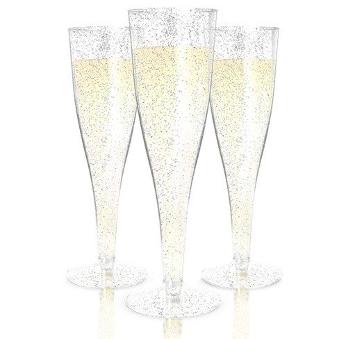 Prestee Plastic Champagne Flutes Disposable - 100 Pack - Silver : Target