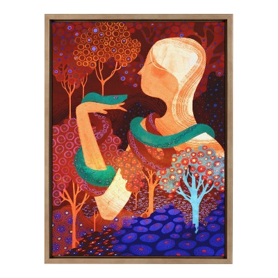 Eden Garden Serpent Print on Canvas with Gold Frame