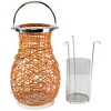Northlight Woven Iron Pillar Candle Lantern with Glass Hurricane - 16.25" - Orange - 3 of 4