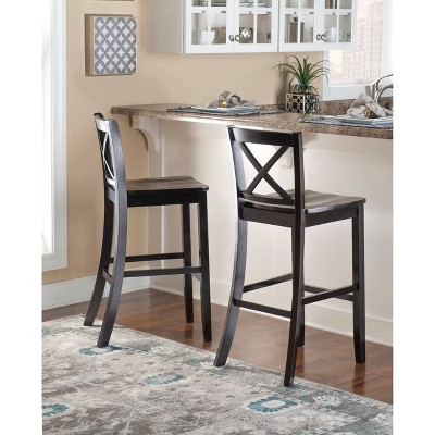 30" Black Mahogany X-Back Barstool