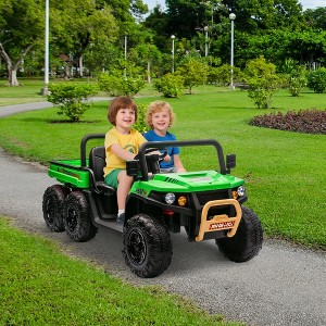 Ride On Truck, 24V 2 Seater Kids Electric Dump Truck 4WD UTV - Parent Remote, Electric Dump Bed & Bluetooth (6-Wheel) - 1 of 4