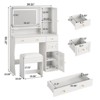 Makeup Vanity with Mirror & Charging Station, 3 Lighting Modes, Vanity Table & Chair Set, White - 2 of 4