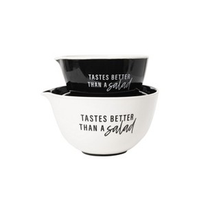 Totalee Gift Better Than A Salad Mixing Bowl Set of 2 Ceramic White 112 oz - 1 of 2