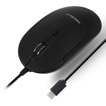 Macally USB-C Optical Black Mouse Quiet Click for Mac and PC
