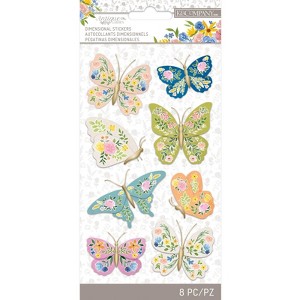 K&Company Antique Garden Dimensional Stickers - Fabric Butterfly, 8pcs - 1 of 4