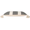 Storied Home Cotton and Chenille Woven Striped Lumbar Pillow with Tassels, Black and Cream - 4 of 4