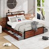 Gulches Queen Size Bed Frame 12 Storage Drawers RGB LED Lights Charging Station 2 Tier Headboard Shelves All Metal Noise Free No Box Spring Needed - 3 of 4