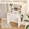 KWPZQEB Makeup Vanity Desk, Vanity Dressing Table with LED Mirror, Vanity Table with Drawers, Hair Dryer Stand & Open Shelves, Makeup Desk for Bedroom - 4 of 4