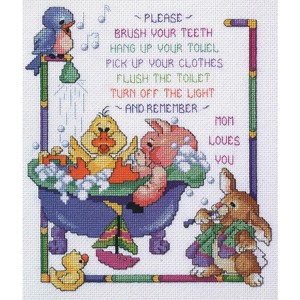 Janlynn Counted Cross Stitch Kit 10"X12"-Bath Time Rules - 1 of 1