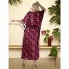 LA LEELA Women's House Daily Routine Evening Wear Holiday Casual Loungewear Loose Slit Dress Caftan Maxi House Sleep Shirt for Women 2X-3X Pink, Leaf - 2 of 4