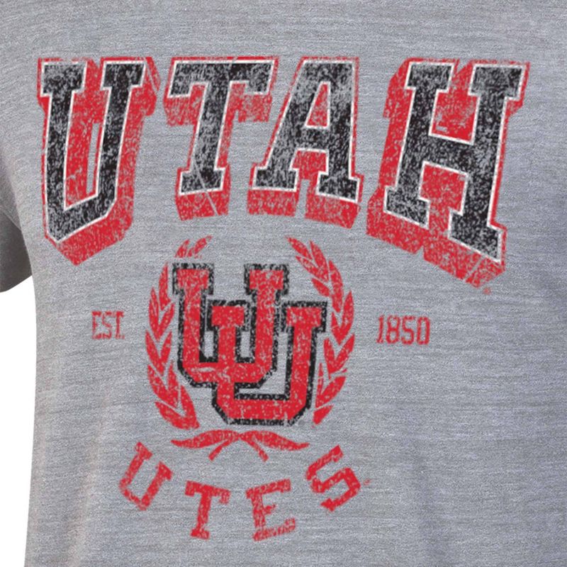 NCAA Utah Utes Men&#39;s Gray Triblend T-Shirt, 3 of 4