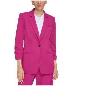 Calvin Klein Womens Scuba Crepe Ruched One Button Blazer Jacket - 1 of 1
