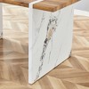 Infurnic Dining Sets Wood Veneer Dining Set with 4 Chairs Marble Style Legs Modern Minimalist Kitchen Table Collection, Black, 55"*31.5"*29.5" - 4 of 4