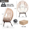 FURNIinspire Patio Accent Chairs Indoor And Outdoor Patio Egg Chair With Beige Cushions, Natural Color Unique Texture Rattan Frame, Brown, 34“*37"*54" - 3 of 4