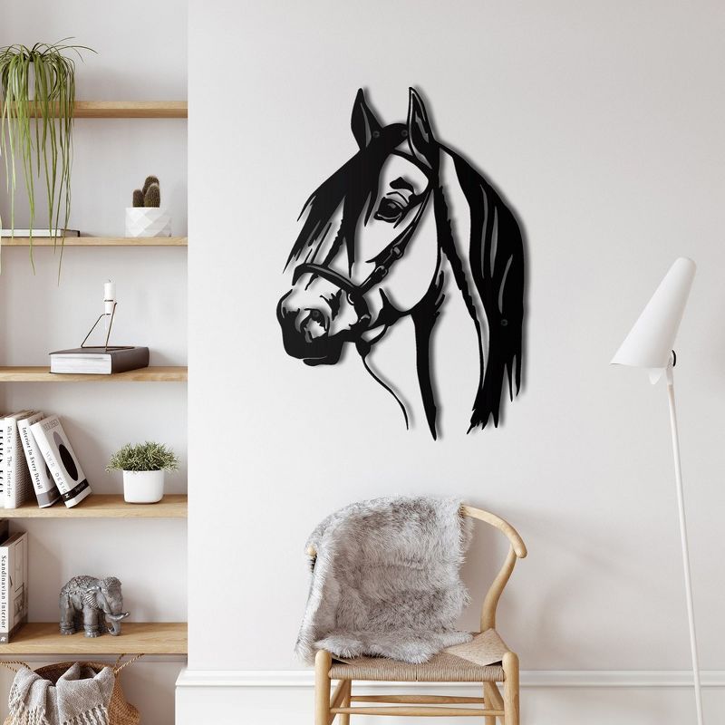 Sussexhome Horse Head Metal Wall Decor for Home and Outside - Wall-Mounted Geometric Wall Art Decor - Drop Shadow 3D Effect Wall Decoration, 2 of 3