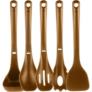 NutriChef Kitchen Cooking Utensils Set - Brown - 1 of 1