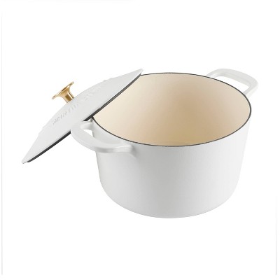 Matte White 7qt Enameled Cast Iron Dutch Oven with Stainless Steel Knob