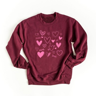 Simply Sage Market Women's Graphic Sweatshirt Love Heart Collage - L ...