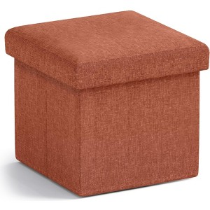 Ornavo Home Collapsible Square Small Storage Ottoman - 12 Inch - 1 of 4