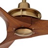 Casa Vieja 52" Windspun Modern Indoor Ceiling Fan 3 Blade Remote Control Brass Finish Motor Walnut Finish Wood Blades Bedroom Living Room Kitchen - 3 of 4