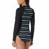 Beach House Sport Sculpt Long Sleeve Zip Front Laguna Stripe One Piece Swimsuit - image 2 of 2