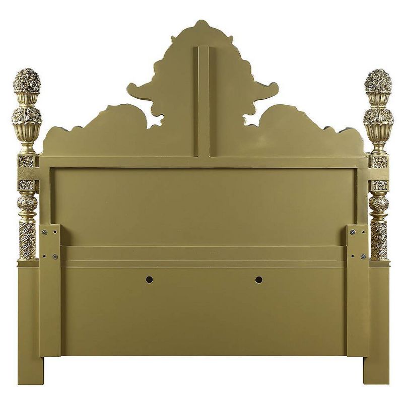 92&#34; Eastern King Bed Cabriole Bed Light Gold Synthetic Leather and Gold Finish - Acme Furniture, 4 of 10