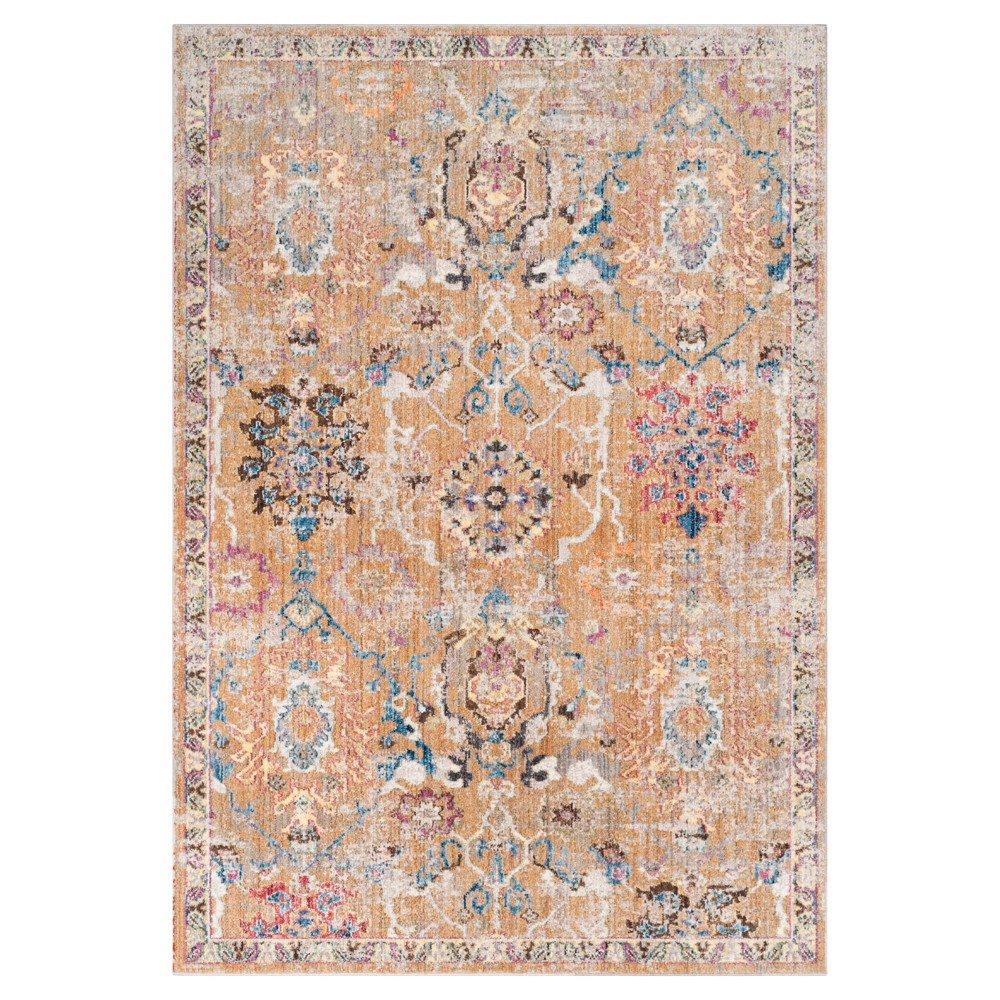 Camel/Blue Medallion Loomed Accent Rug 4'x6' - Safavieh