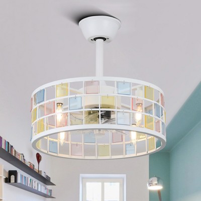 Bella Depot 18" Modern Metal Cage Ceiling Fan 3-Speed Reversible Blades with Remote Control and Light Kit(Bulbs not Included)
