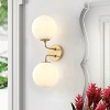 Modern 2-Light Globe Wall Sconce, Brushed Brass Finish with Frosted Glass, Vertical Vanity Light - 2 of 4