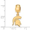 Black Bow Jewelry 14k Yellow Gold Plated Sterling Silver Michigan State Spartans NCAA Bead Charm - 2 of 3
