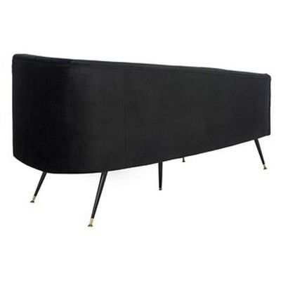 Chic Evangeline Black Velvet and Gold Metal Settee, 58"x27"