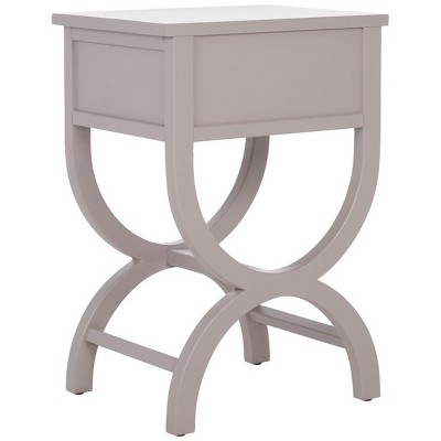 Dalat Vintage White Poplar Wood Night Table with Zinc Knob