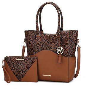 MKF Collection Iris Snake Embossed Women’s Tote Bag with matching Wristlet Pouch by Mia K - 1 of 4