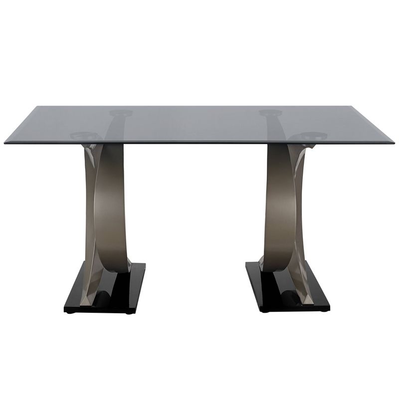 58&#34; Gleneagles Modern Rectangle Glass Top Dining Table Gray/Champagne/Black - HOMES: Inside + Out, 6 of 11