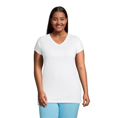 Lands' End Women's Plus Size Short Sleeve Supima Cotton Xlong Vneck Tunic -  2x - White : Target