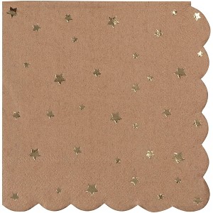 Juvale 50-Pack Scalloped Gold Stars Disposable Kraft Paper Napkins Party Supplies - 1 of 4