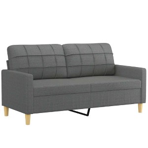 vidaXL Contemporary 2-Seater Sofa in Dark Gray Fabric with Comfortable Cushioning and Sturdy Metal Frame - Indoor Comfort Lounge Seating - 1 of 4