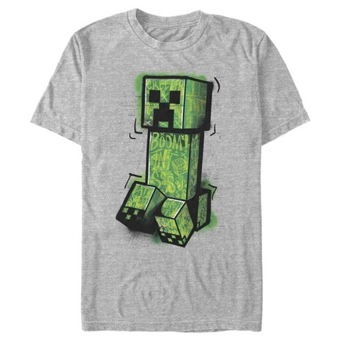 kor lineal slå op Men's Minecraft Graffiti Creeper T-shirt - Athletic Heather - Small : Target
