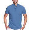 Men's Short Sleeve Henley Polo Shirt with Contrast-Trim - 4 of 4