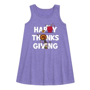 - Peanuts - Happy Thanksgiving Icons Graphic Sleeveless Aline Dress - 1 of 4