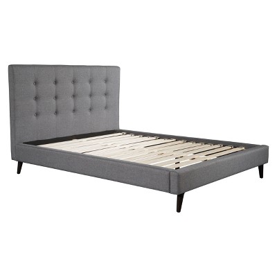 Mid-Century Modern Tufted Upholstery Queen Bed - Dove Gray ZM Home