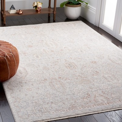 Gray Rectangular Viscose and Synthetic Area Rug